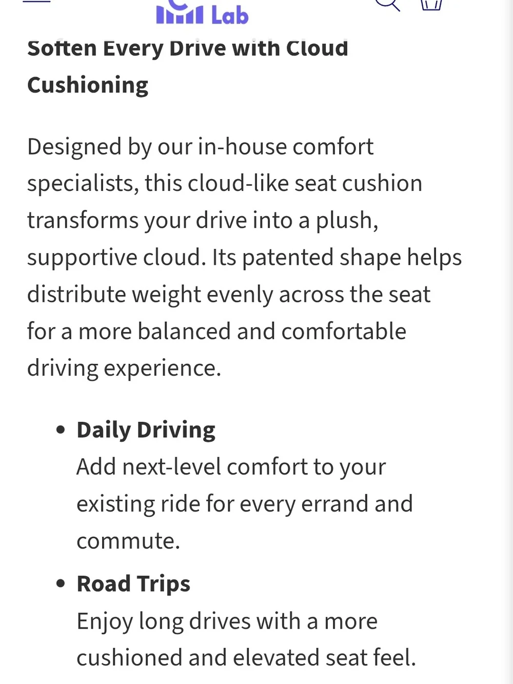 Cloud Cradle Car Seat Cushion by — Black